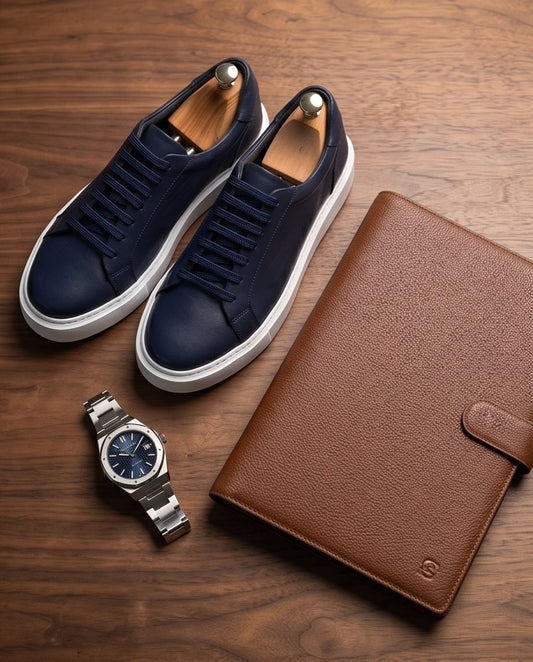 Braino Signature Sneakers – Midnight Blue Edition laces - Braino