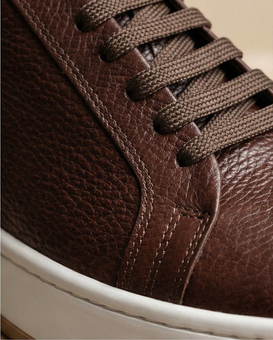 Premium brown leather sneakers by Braino