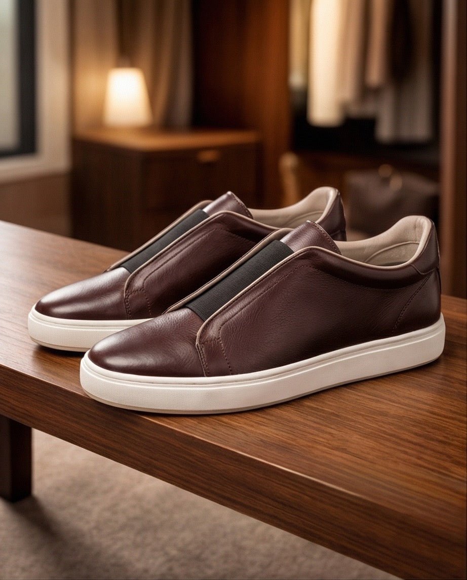 Leather Snekers braino BROWN - Braino