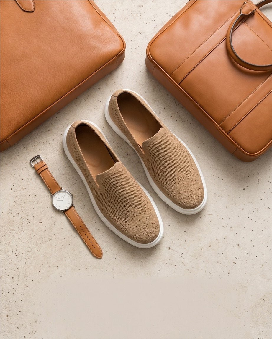 Braino Premium Knit Sneakers – Beige Edition - Braino
