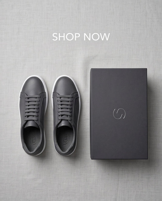 Braino Premium Leather Sneakers – Grey - Braino