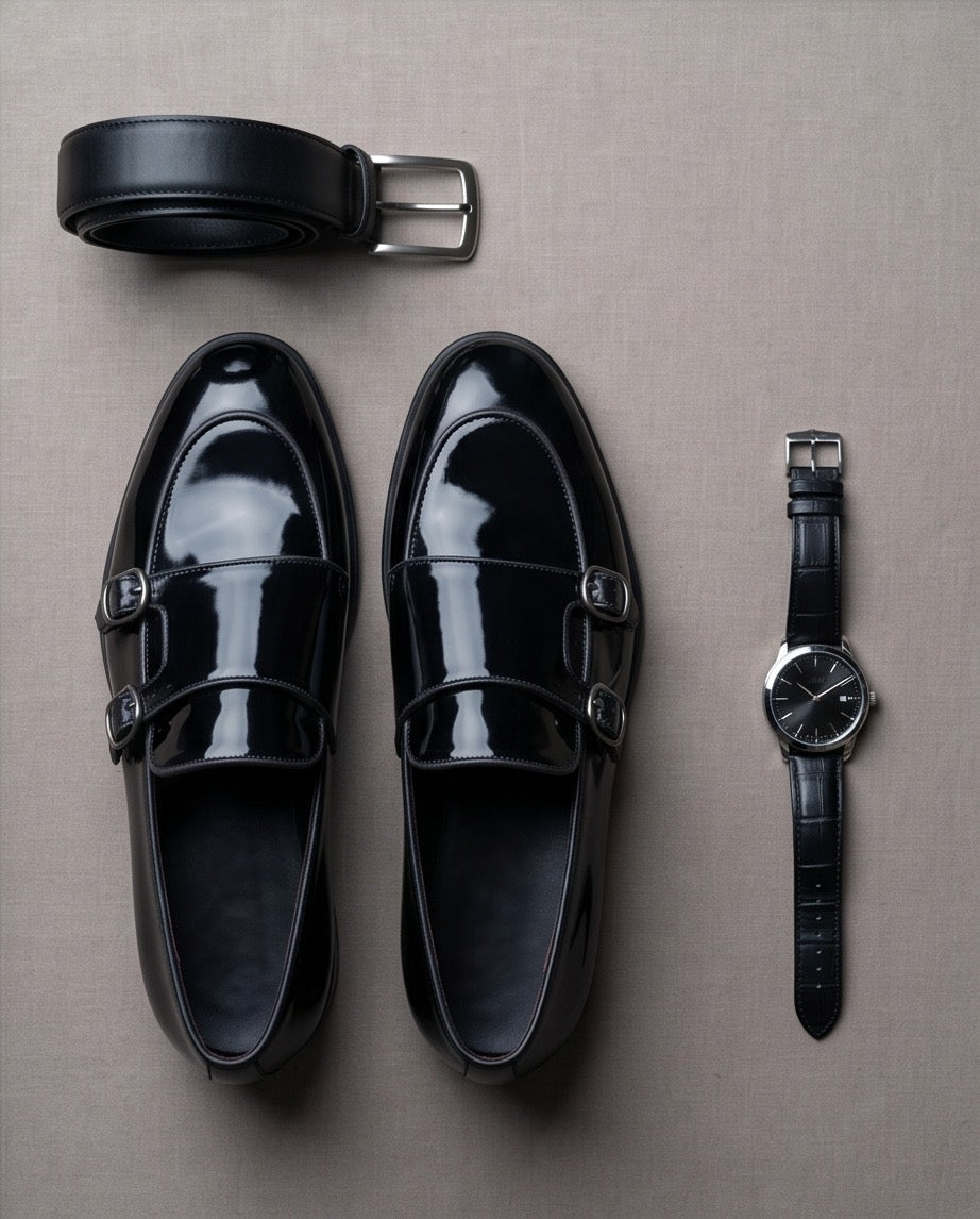 Braino Signature Double Monk – Black Patent Edition - Braino