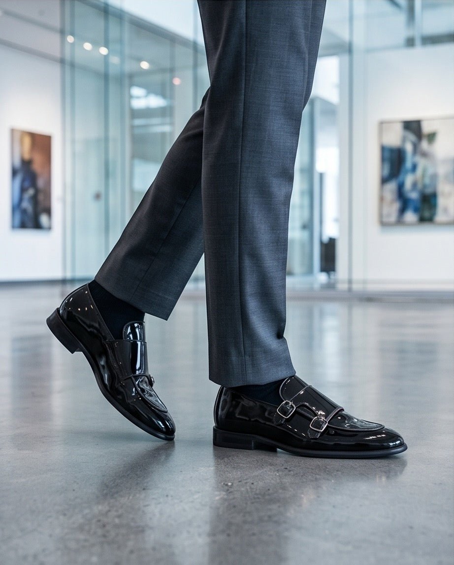 Braino Signature Double Monk – Black Patent Edition - Braino