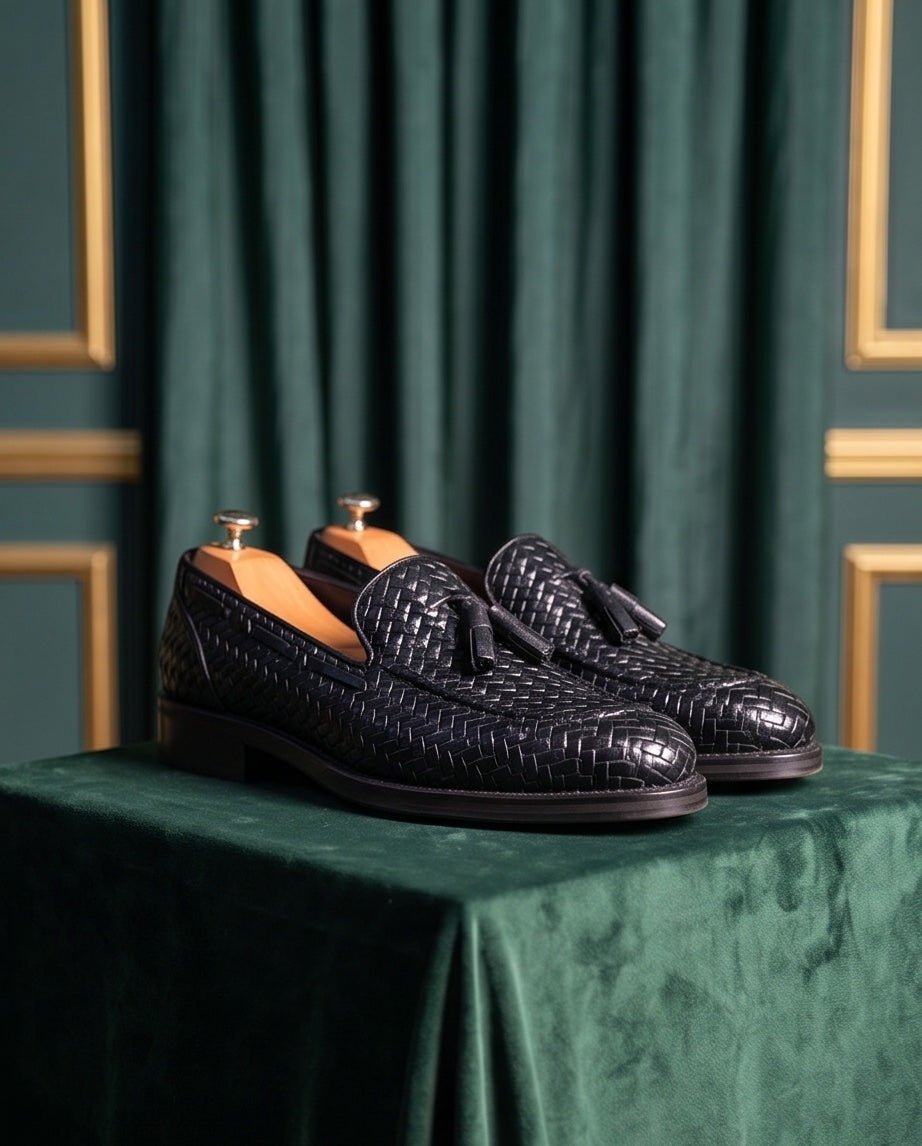 Braino Signature Woven milano Loafers – BLACK Edition - Braino
