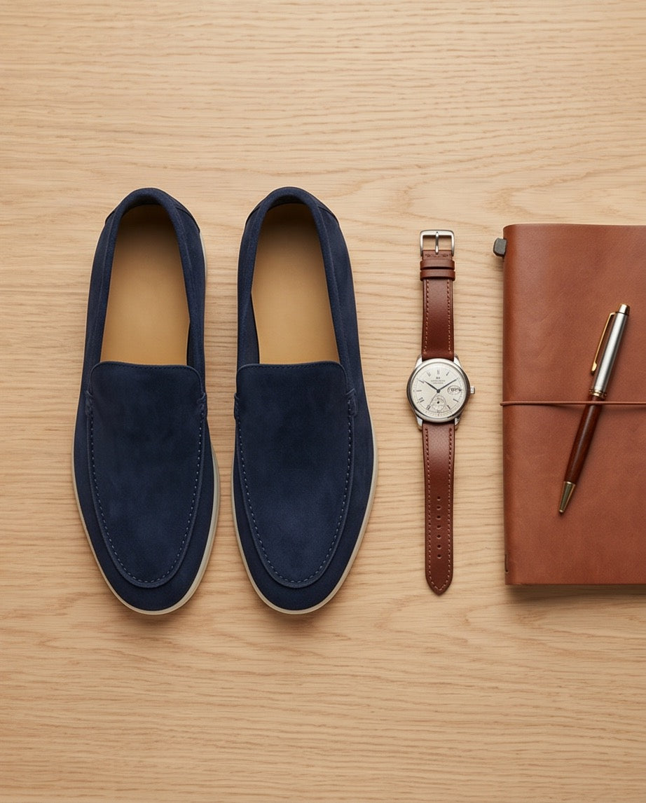 Braino Premium Suede Loafers – Navy Blue