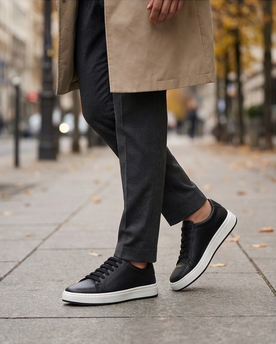 Leather Snekers braino BLACK laces - Braino
