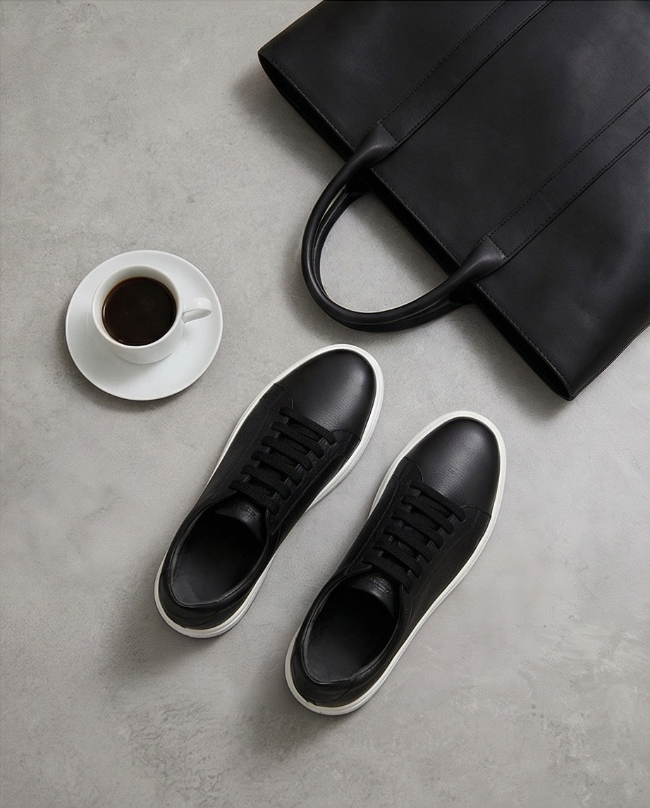 Leather Snekers braino BLACK laces - Braino