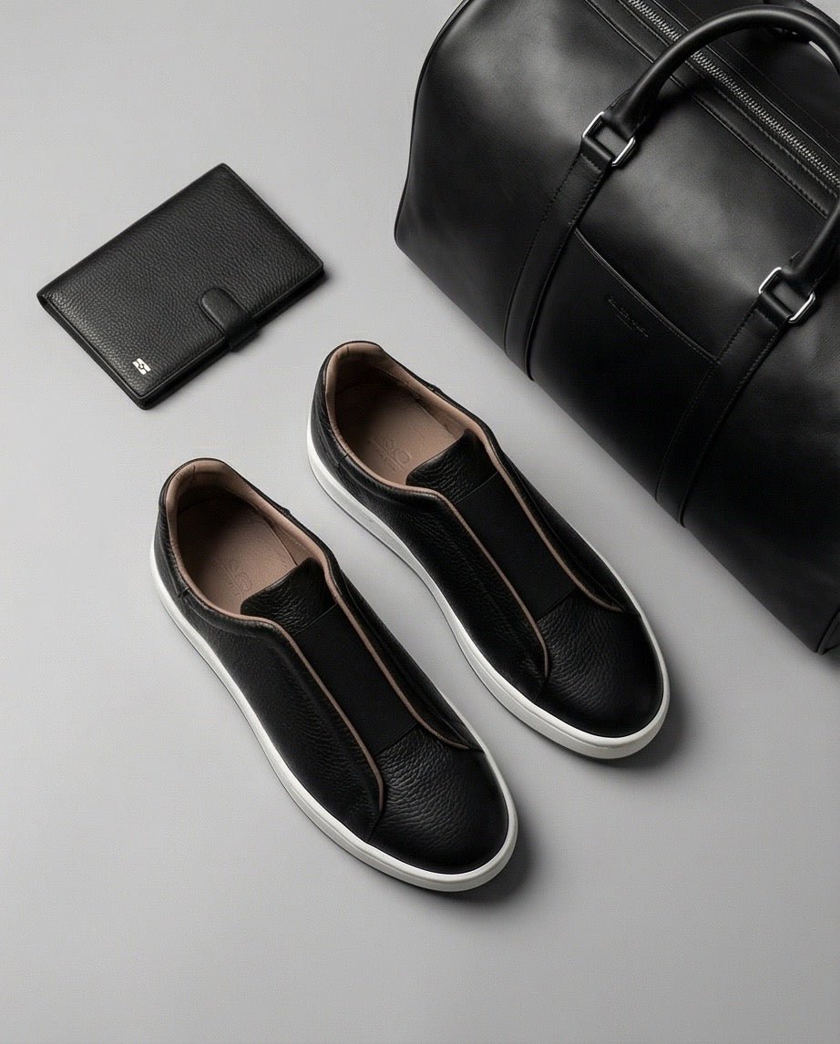 Leather Snekers braino BLACK - Braino