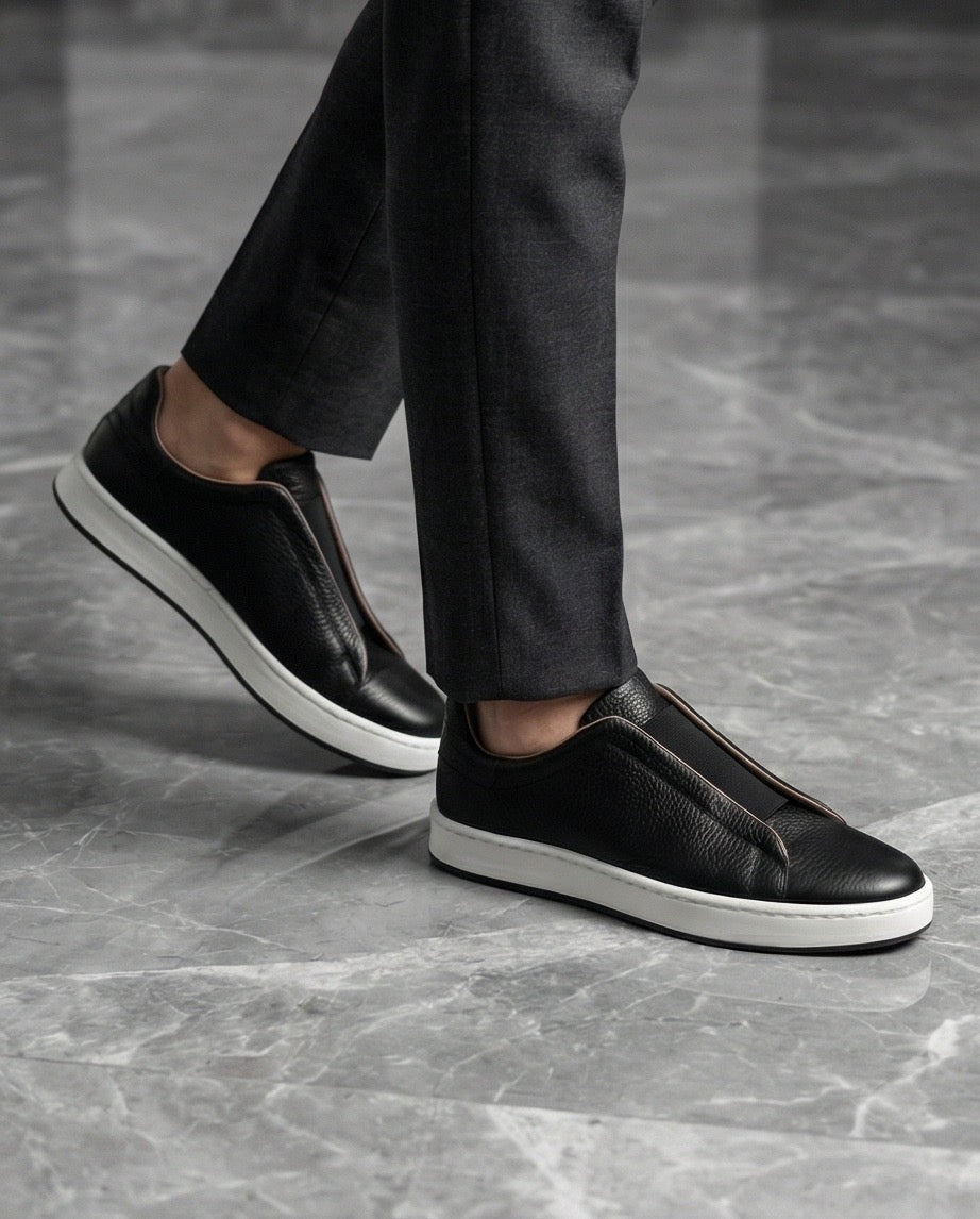Leather Snekers braino BLACK - Braino