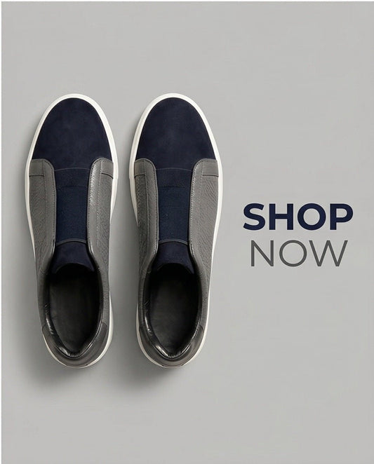 Leather Snekers braino BLUE - Braino