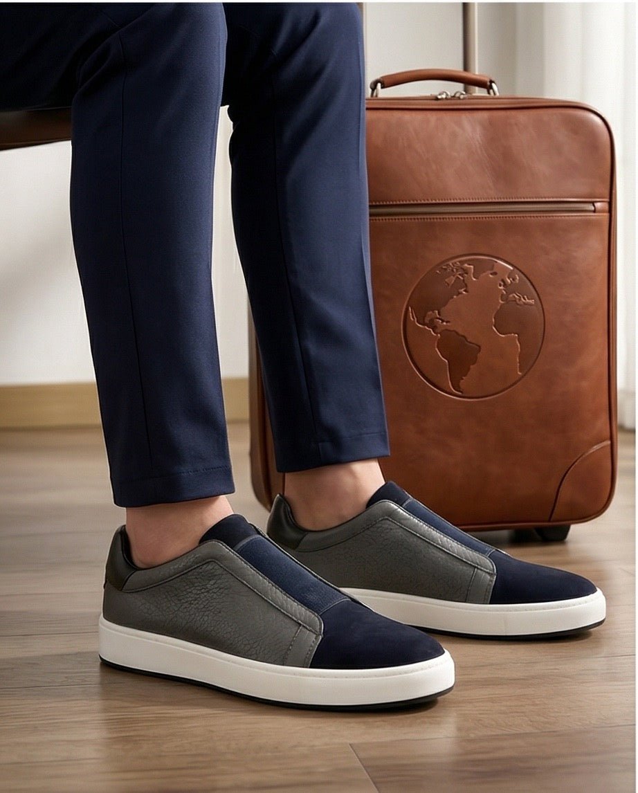 Leather Snekers braino BLUE - Braino