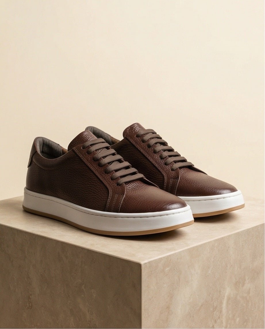 Premium brown leather sneakers by Braino