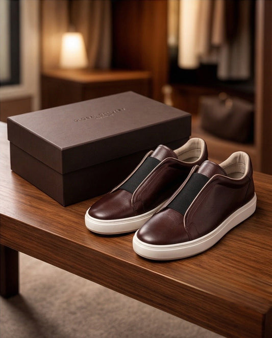 Leather Snekers braino BROWN - Braino