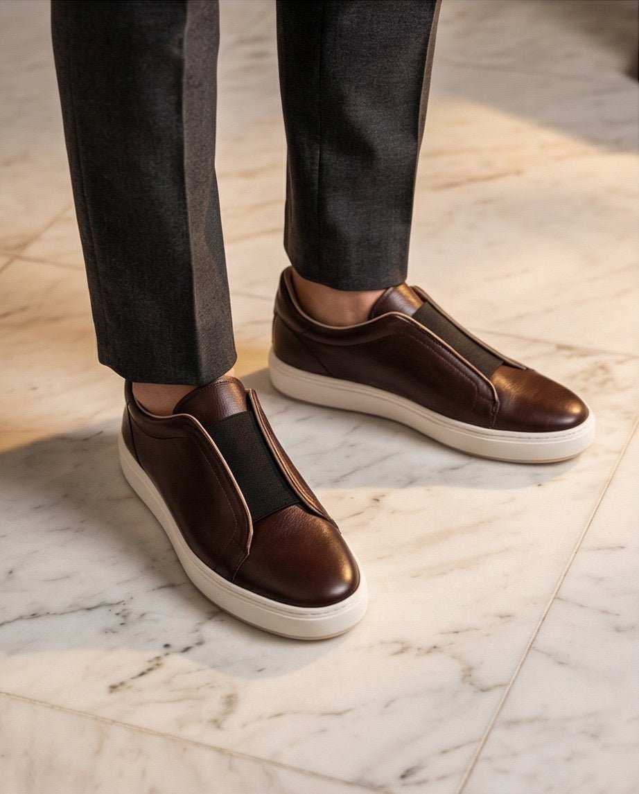 Leather Snekers braino BROWN - Braino