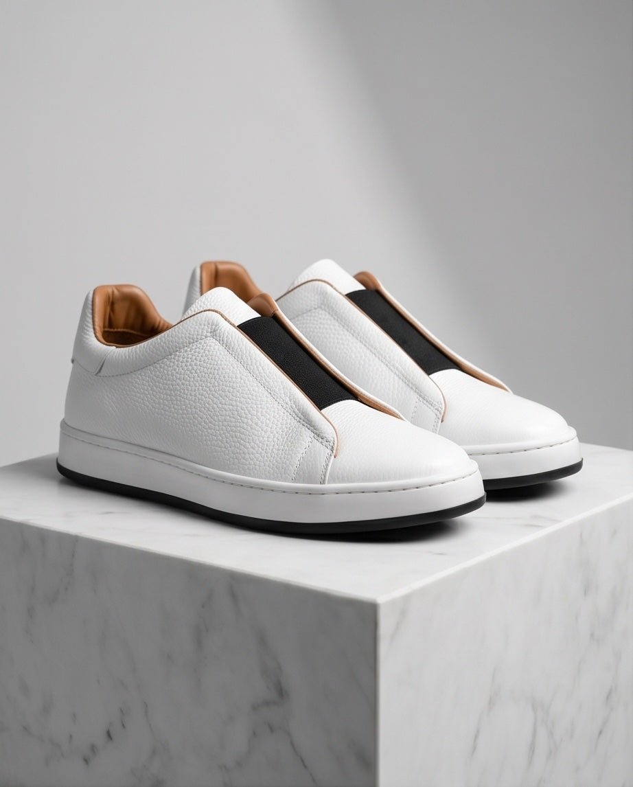 Leather Snekers braino White - B - Braino
