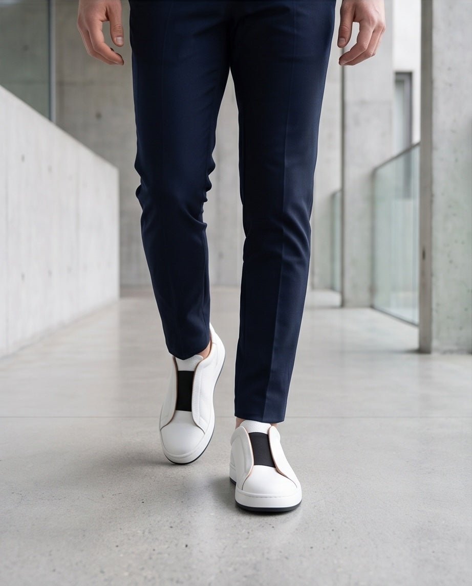 Leather Snekers braino White - B - Braino