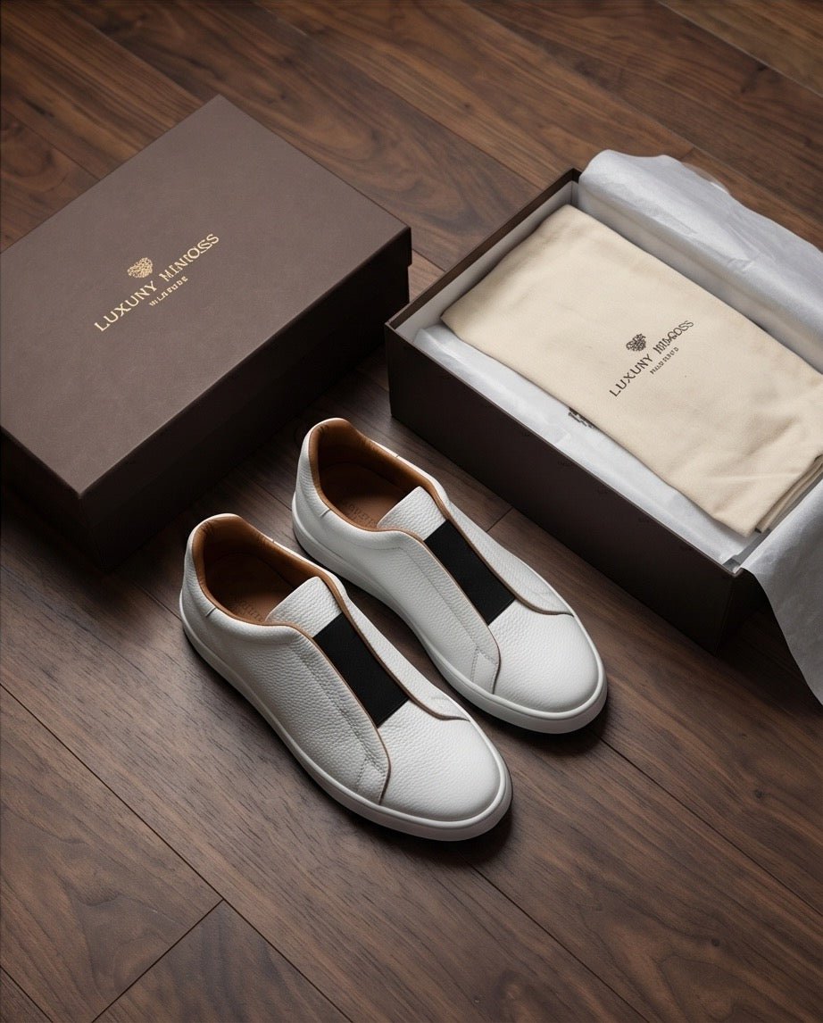 Leather Snekers braino White - B - Braino