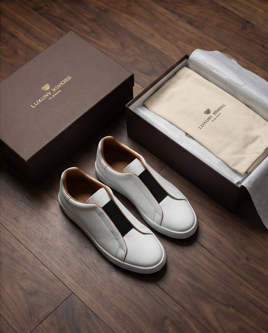 Leather Snekers braino White - B - Braino