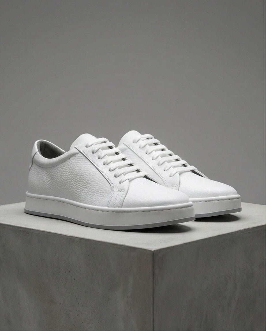 Leather Snekers braino WHITE laces - Braino