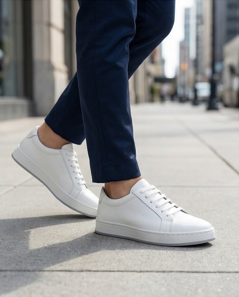 Leather Snekers braino WHITE laces - Braino