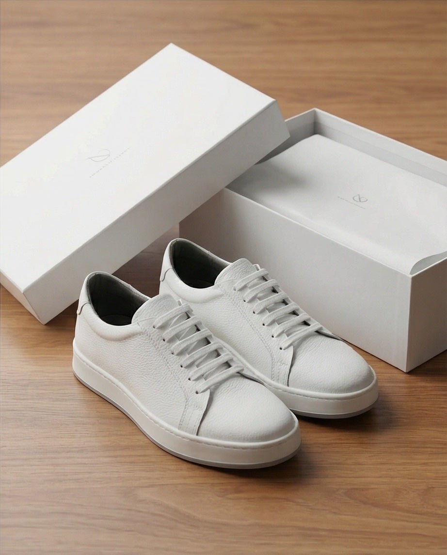 Leather Snekers braino WHITE laces - Braino