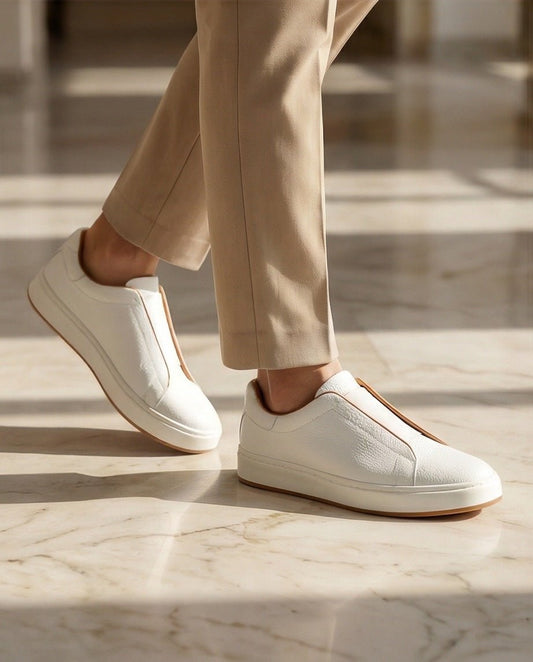 Leather Snekers braino White - Braino