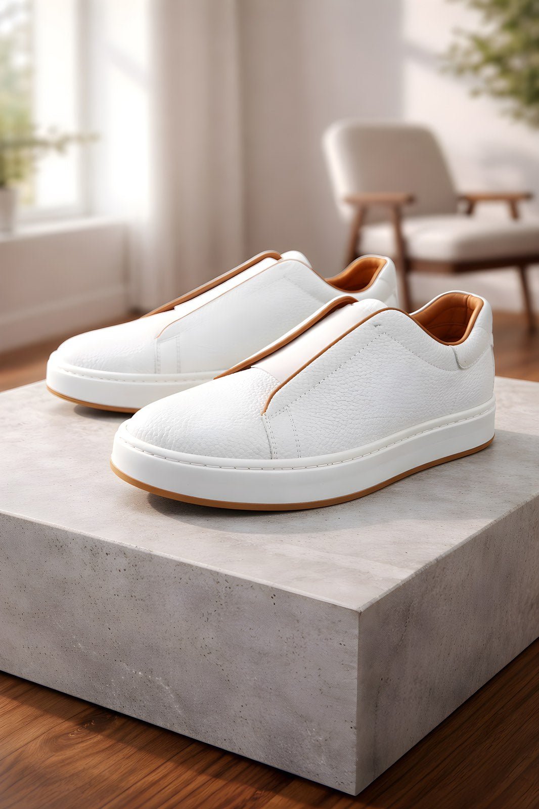 Leather Snekers braino White - Braino