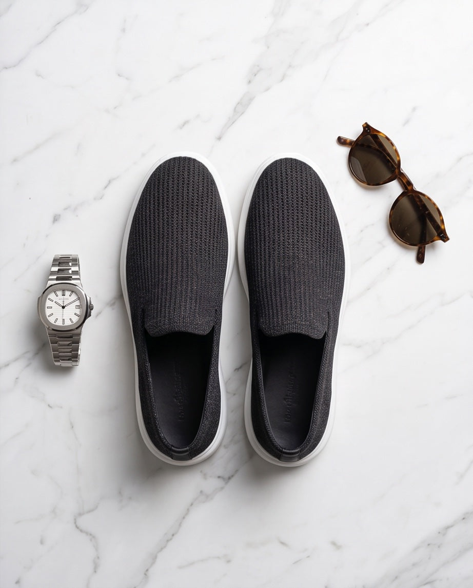 Braino Premium Knit Sneakers – Black,White  Edition