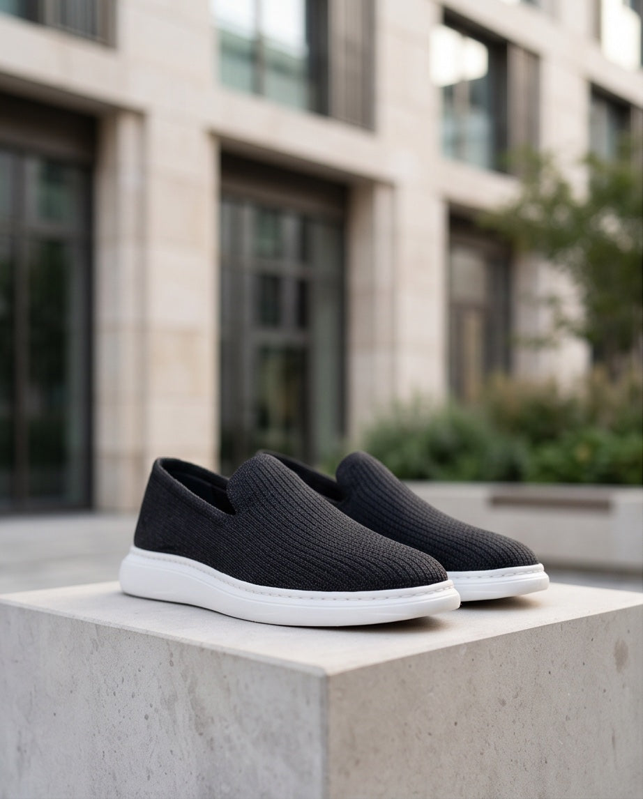 Braino Premium Knit Sneakers – Black,White  Edition