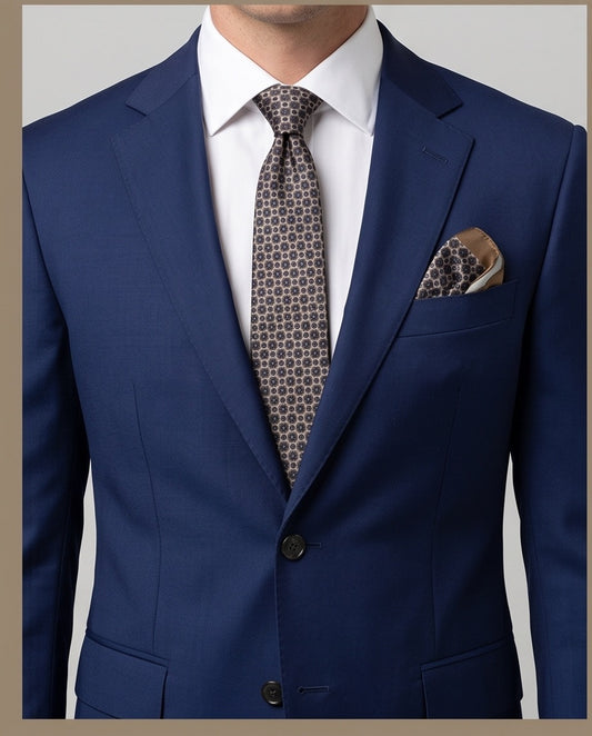 Signature Brown Minimal Pattern Pure Silk Tie & Pocket Square Set