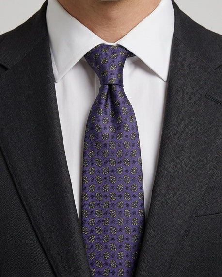 Signature Purple Geometric Pure Silk Tie