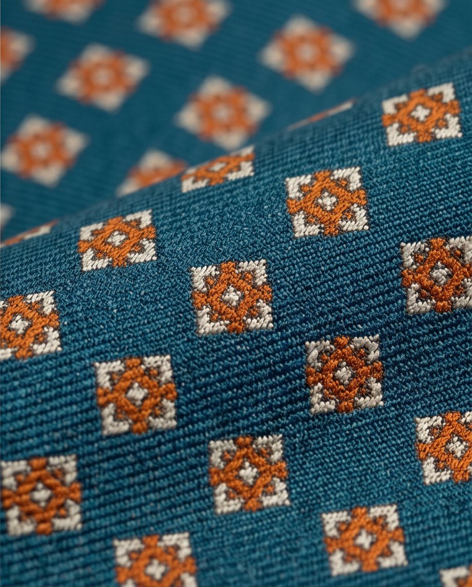 Signature Teal Geometric Pure Silk Tie