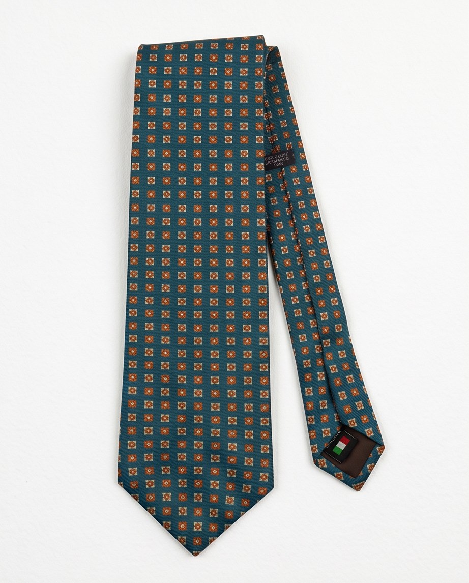 Signature Teal Geometric Pure Silk Tie