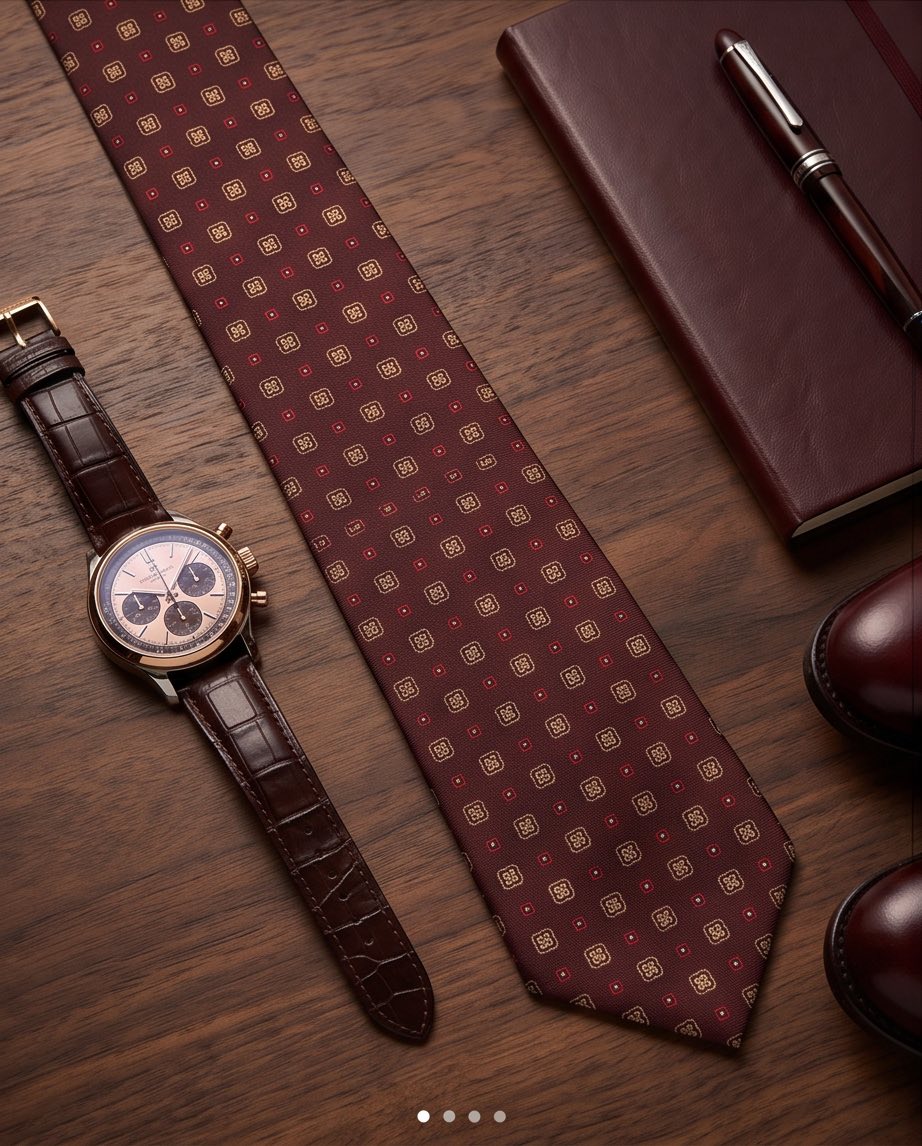 Signature Burgundy Geometric Pure Silk Tie