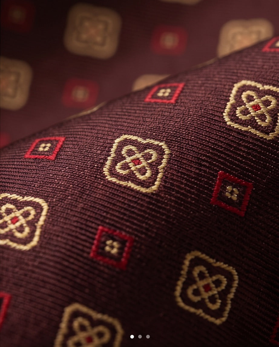 Signature Burgundy Geometric Pure Silk Tie