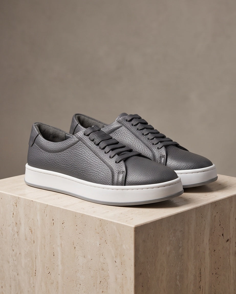 Braino Premium Leather Sneakers – Grey