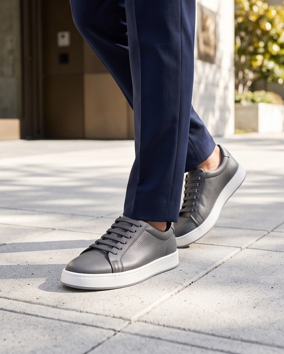 Braino Premium Leather Sneakers – Grey