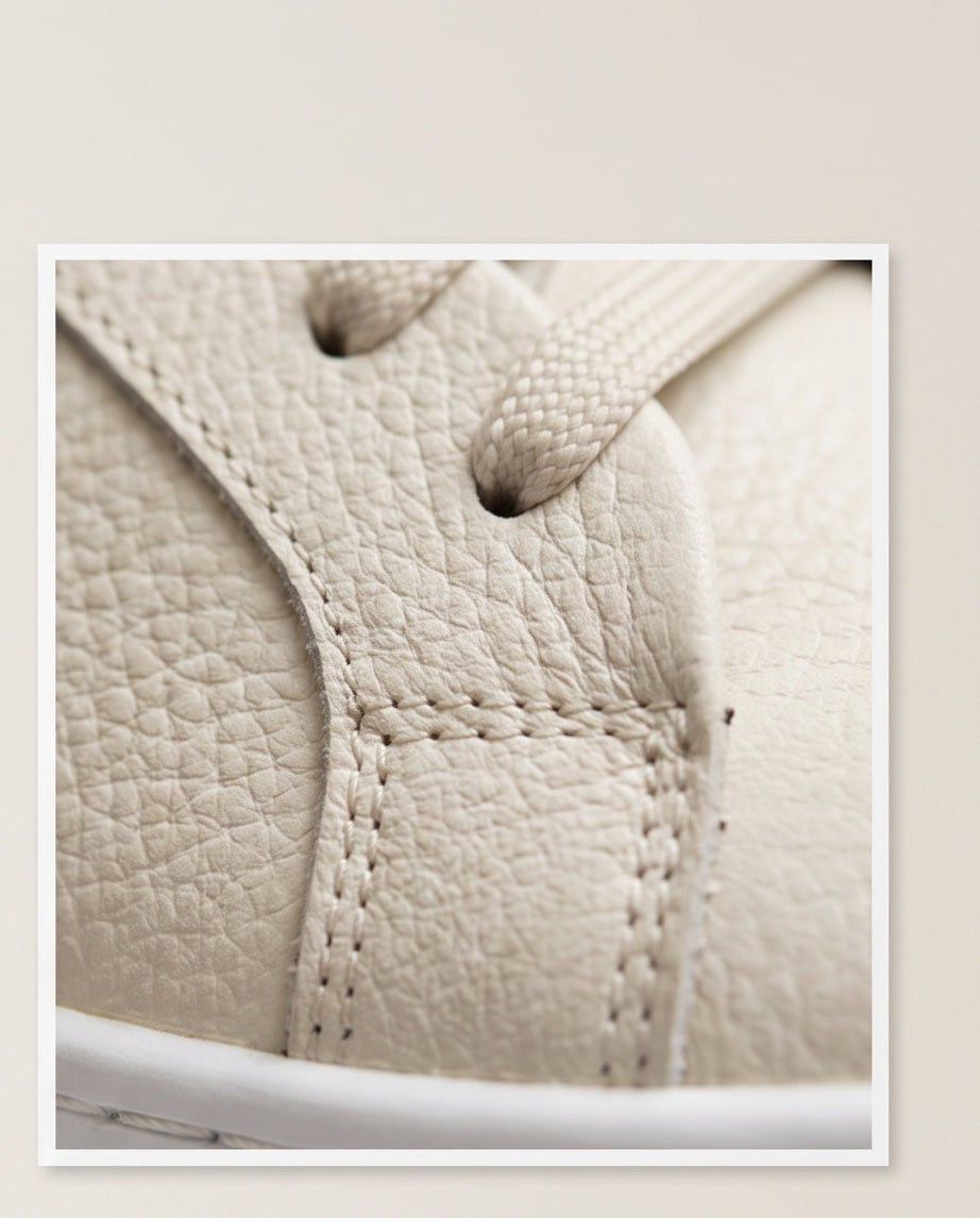Braino Premium Genuine Leather Sneakers – Cream