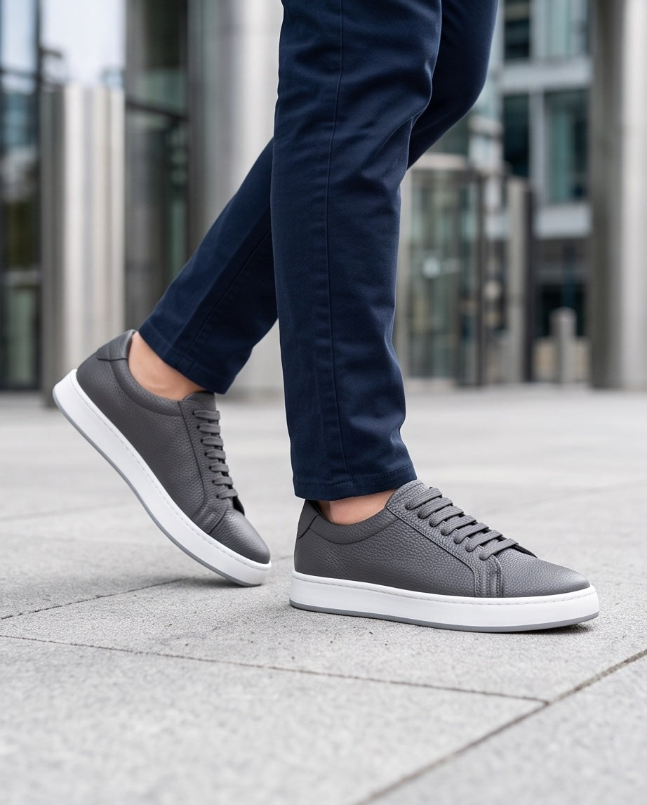 Braino Premium Leather Sneakers – Grey